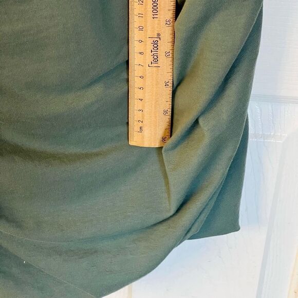 Sundance Eternal Compliment Sage Green Faux Wrap Ruched Dress Size Petite L - Picture 7 of 10